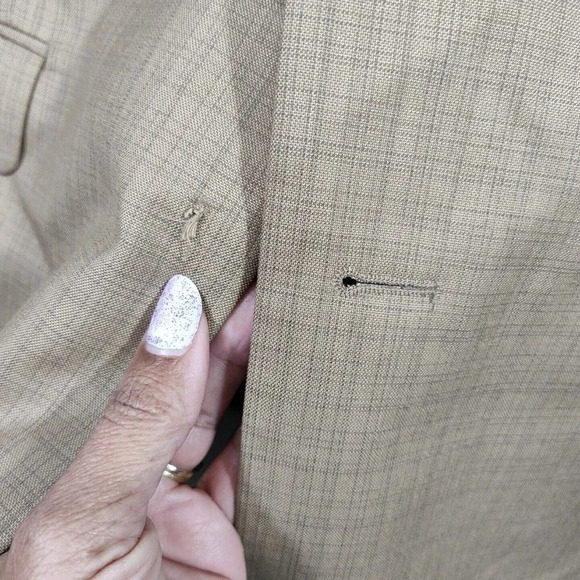 Soprano Brown Blazer Suit Jacket 3 Button Men Size 42R NEW with MISSING BUTTONS - Picture 10 of 12
